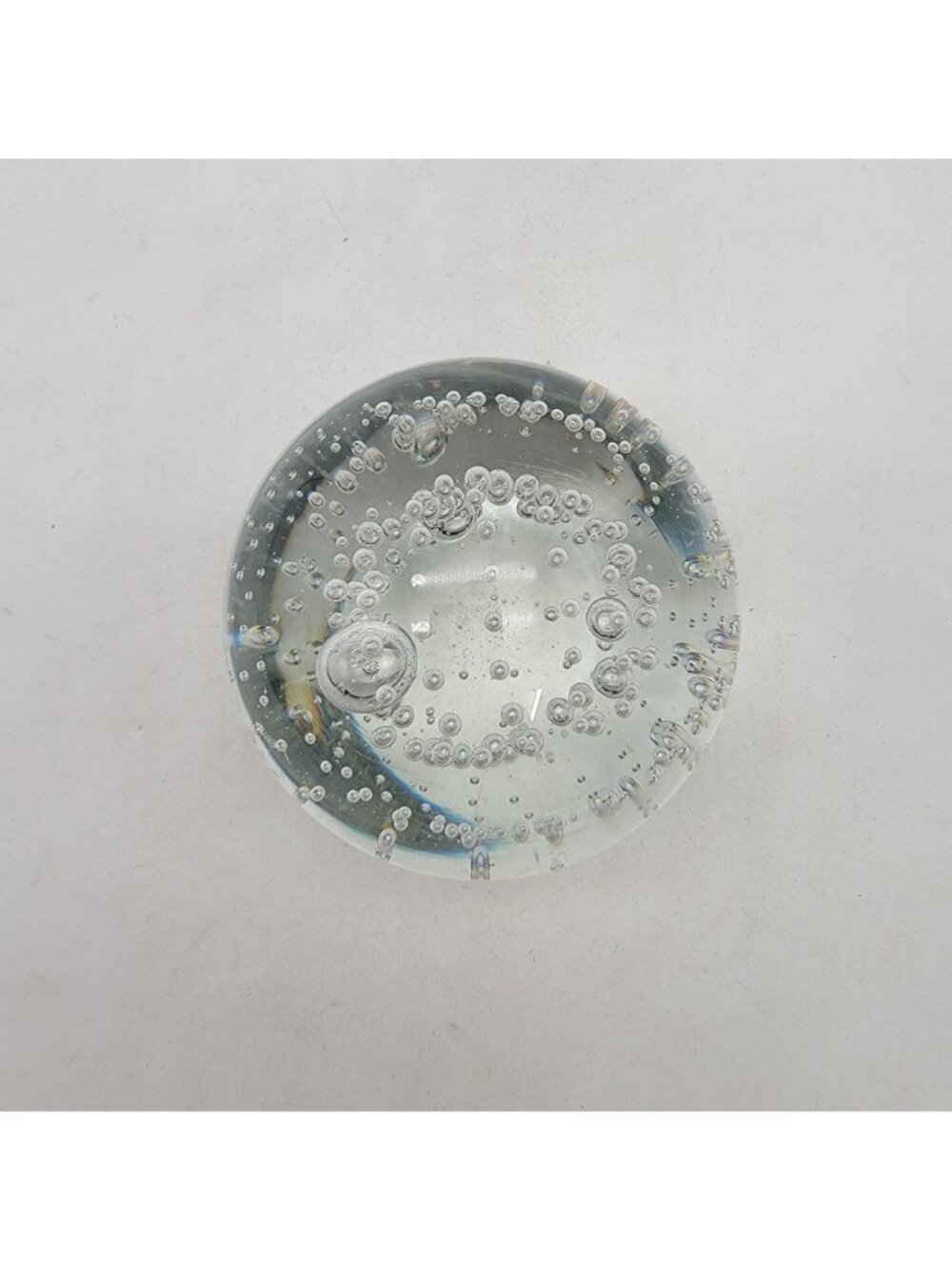 Clear Controlled Bubbles Art Glass Paperweight Round - Picture 3 of 7